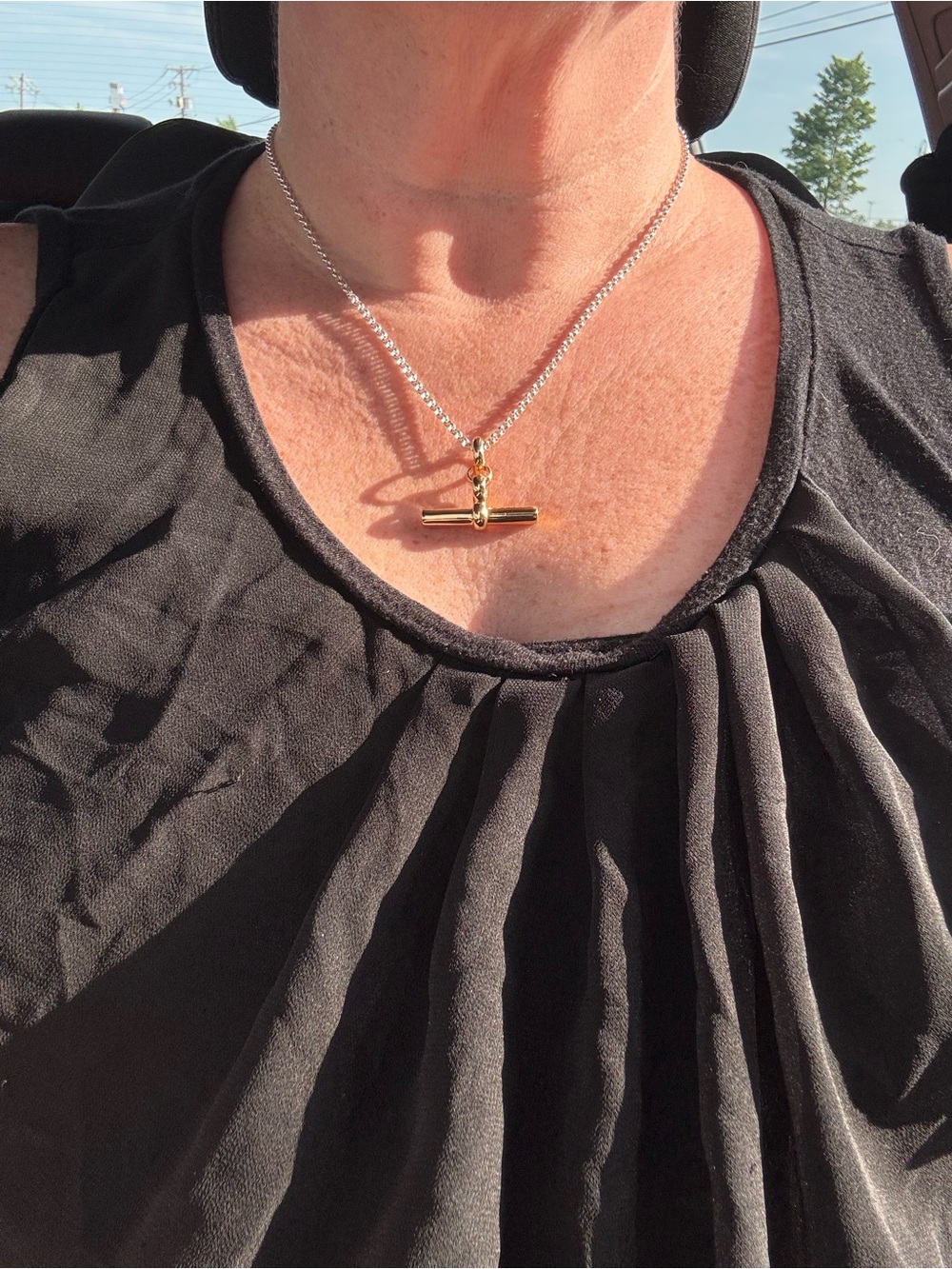 Tilly Sveaas Gold and Silver T-Bar Necklace - Picture 5 of 5